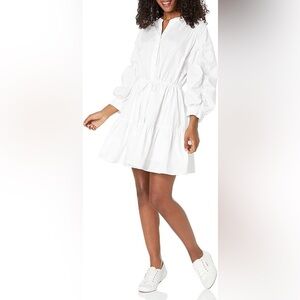 ASTR the label white ruched shirtdress - size medium